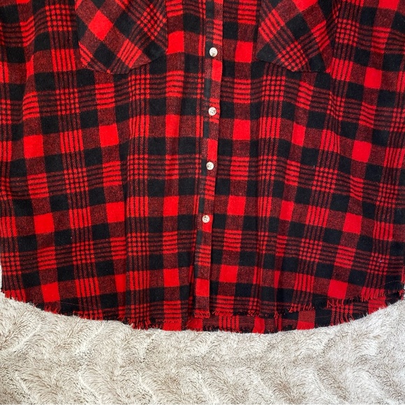 White Birch Plus Size Button Up Shacket Top Buffalo Plaid Red Black Size 3X - Picture 5 of 10